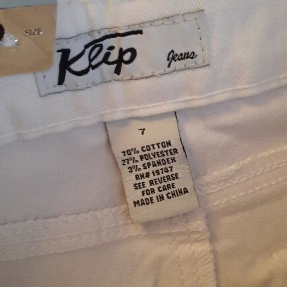Klip Jeans NWT White Rhinestone 5 Pocket Low Rise Skinny Denim Jeans Size 7 - Picture 7 of 16